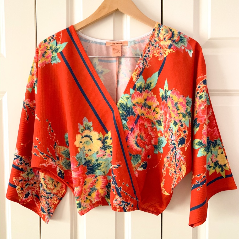 Flying Tomato wrap blouse NWOT
